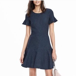 Banana Republic Navy White Pinstriped Dress 12P